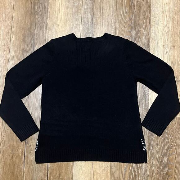 Karen Scott Christmas Knit Sweater L Santa Reindeer Ugly Sweater Holiday Sequins - Picture 4 of 7